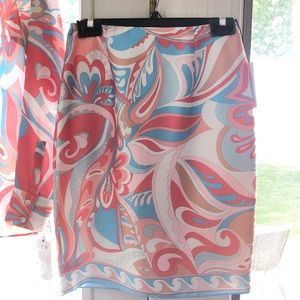 W by Worth Coral and blue paisley skirt - NWT